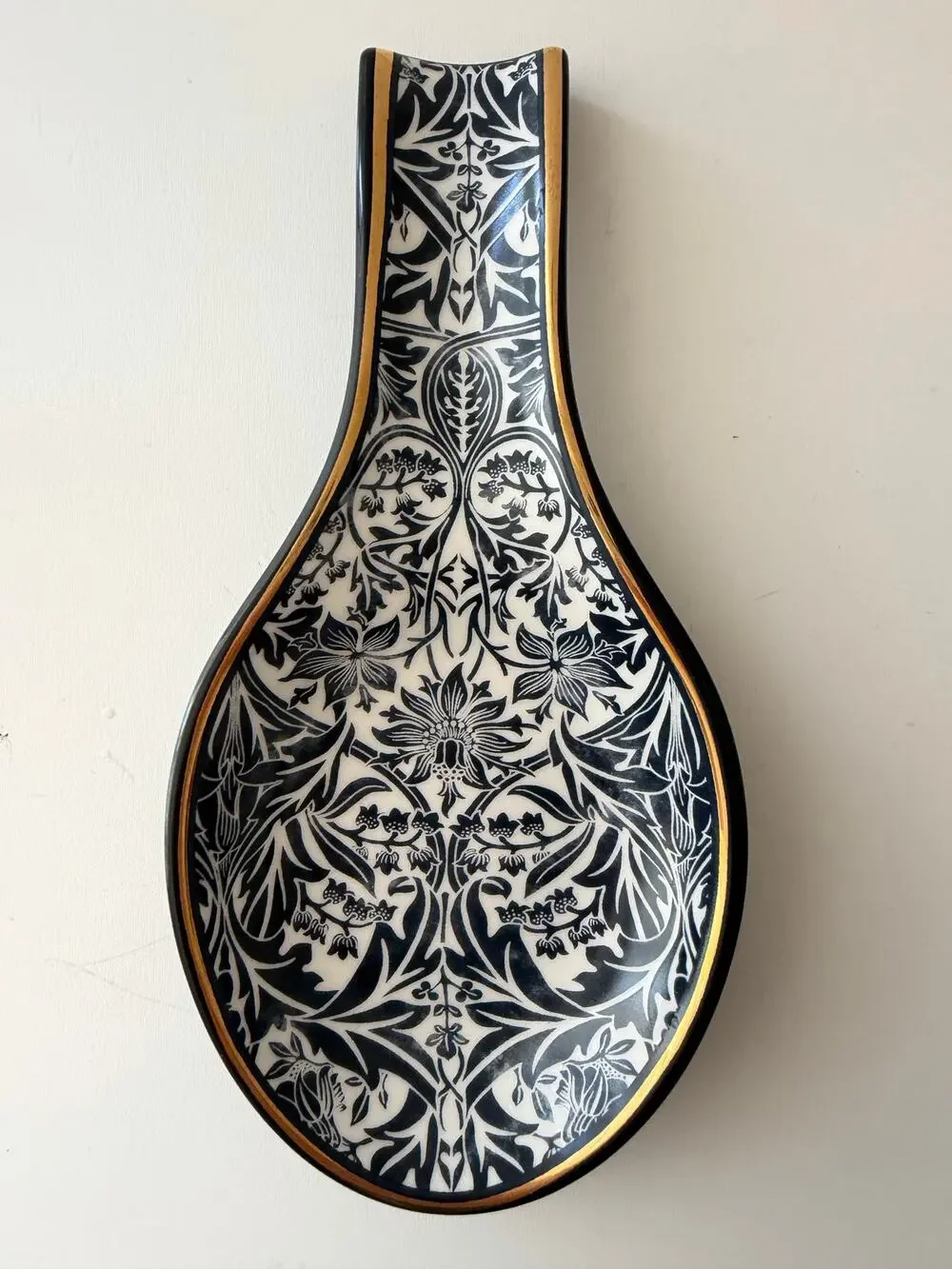 Williams Sonoma Morris & Co Blue & White Spoon Rest LN Blue White Gold Mint